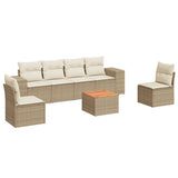 vidaXL 7-delige Loungeset met kussens poly rattan zwart