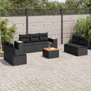 vidaXL 8-Piece Poly Rattan Lounge Set with Cushions Black