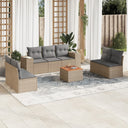 vidaXL 8-Piece Poly Rattan Lounge Set with Cushions Black