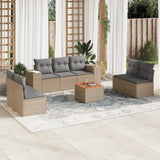 vidaXL 8-Piece Poly Rattan Lounge Set with Cushions Black