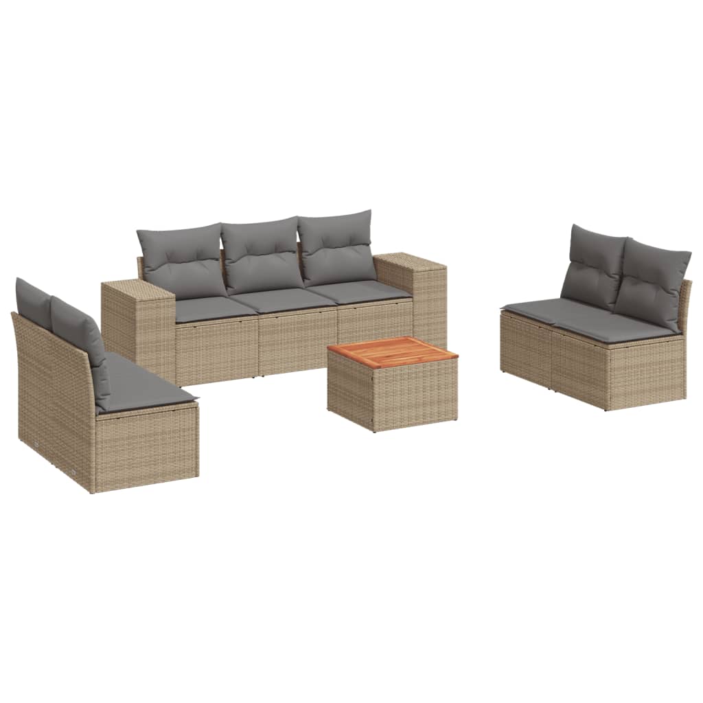 vidaXL 8-Piece Poly Rattan Lounge Set with Cushions Black