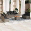 vidaXL 8-Piece Poly Rattan Lounge Set with Cushions Black