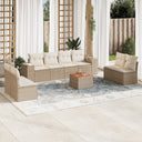 vidaXL 9-delige Loungeset met kussens poly rattan zwart