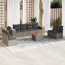 vidaXL 9-delige Loungeset met kussens poly rattan zwart