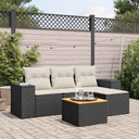vidaXL 5-delige Loungeset met kussens poly rattan zwart