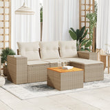 vidaXL 5-delige Loungeset met kussens poly rattan zwart