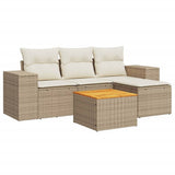 vidaXL 5-delige Loungeset met kussens poly rattan zwart