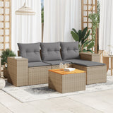 vidaXL 5-delige Loungeset met kussens poly rattan zwart
