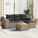 vidaXL 5-delige Loungeset met kussens poly rattan zwart