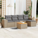vidaXL 6-delige Loungeset met kussens poly rattan zwart