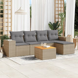 vidaXL 6-delige Loungeset met kussens poly rattan zwart