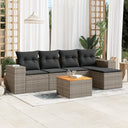vidaXL 6-delige Loungeset met kussens poly rattan zwart
