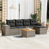 vidaXL 6-delige Loungeset met kussens poly rattan zwart