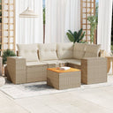 vidaXL 5-delige Loungeset met kussens poly rattan zwart