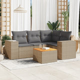 vidaXL 5-delige Loungeset met kussens poly rattan zwart