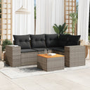 vidaXL 5-delige Loungeset met kussens poly rattan zwart
