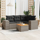 vidaXL 5-delige Loungeset met kussens poly rattan zwart