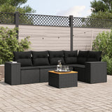 vidaXL 6-delige Loungeset met kussens poly rattan zwart