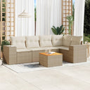vidaXL 6-delige Loungeset met kussens poly rattan zwart