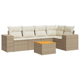 vidaXL 6-delige Loungeset met kussens poly rattan zwart
