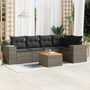 vidaXL 6-delige Loungeset met kussens poly rattan zwart