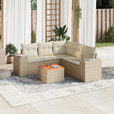 vidaXL 6-delige Loungeset met kussens poly rattan zwart