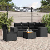 vidaXL 6-delige Loungeset met kussens poly rattan zwart