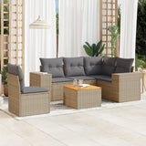 vidaXL 6-delige Loungeset met kussens poly rattan zwart