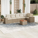 vidaXL 7-delige Loungeset met kussens poly rattan zwart