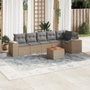 vidaXL 7-delige Loungeset met kussens poly rattan zwart