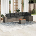 vidaXL 7-delige Loungeset met kussens poly rattan zwart