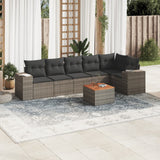 vidaXL 7-delige Loungeset met kussens poly rattan zwart