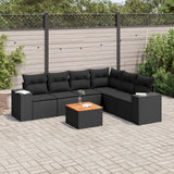 vidaXL 7-delige Loungeset met kussens poly rattan zwart