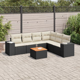 vidaXL 7-delige Loungeset met kussens poly rattan zwart