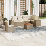 vidaXL 7-delige Loungeset met kussens poly rattan zwart