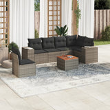 vidaXL 7-delige Loungeset met kussens poly rattan zwart