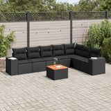 vidaXL 8-Piece Lounge Set with Cushions Poly Rattan Black