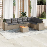 vidaXL 8-Piece Lounge Set with Cushions Poly Rattan Black