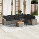 vidaXL 8-Piece Lounge Set with Cushions Poly Rattan Black