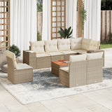 vidaXL 9-delige Loungeset met kussens poly rattan zwart