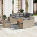 vidaXL 9-delige Loungeset met kussens poly rattan zwart
