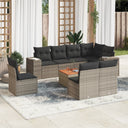 vidaXL 9-delige Loungeset met kussens poly rattan zwart