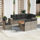 vidaXL 9-delige Loungeset met kussens poly rattan zwart