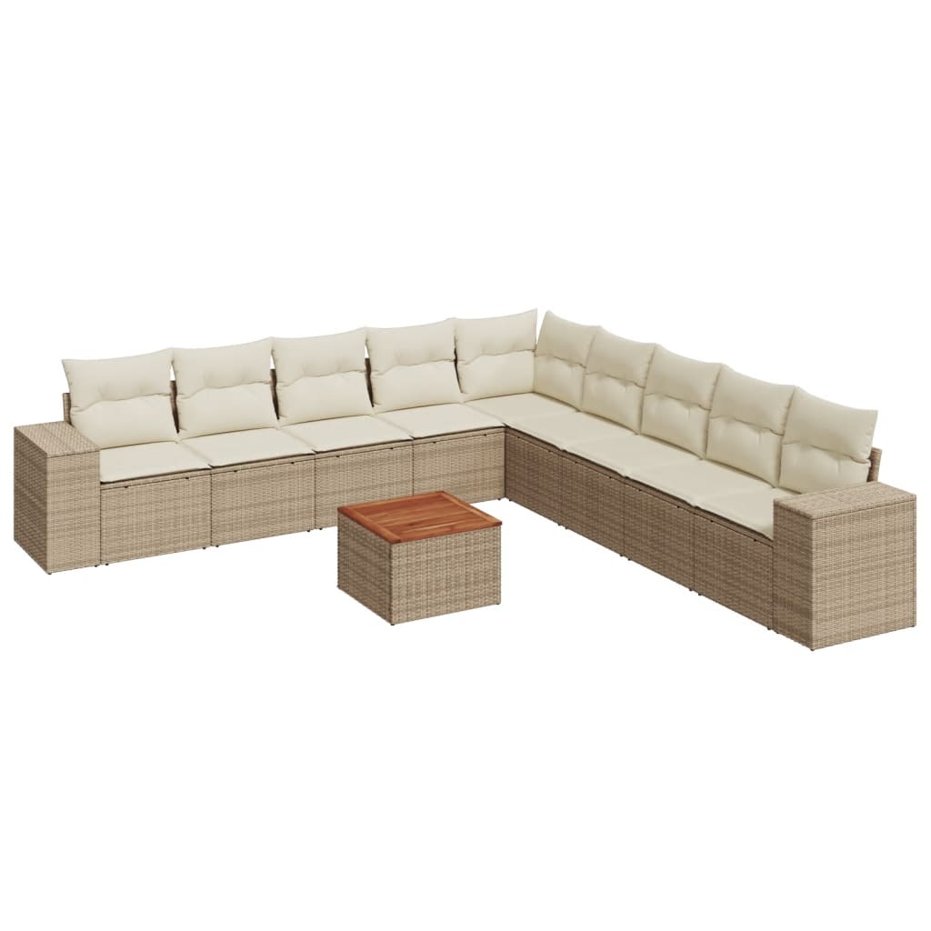 vidaXL 10-delige Loungeset met kussens poly rattan zwart