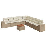 vidaXL 10-delige Loungeset met kussens poly rattan zwart