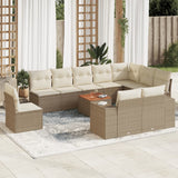 vidaXL 11-delige Loungeset met kussens poly rattan zwart