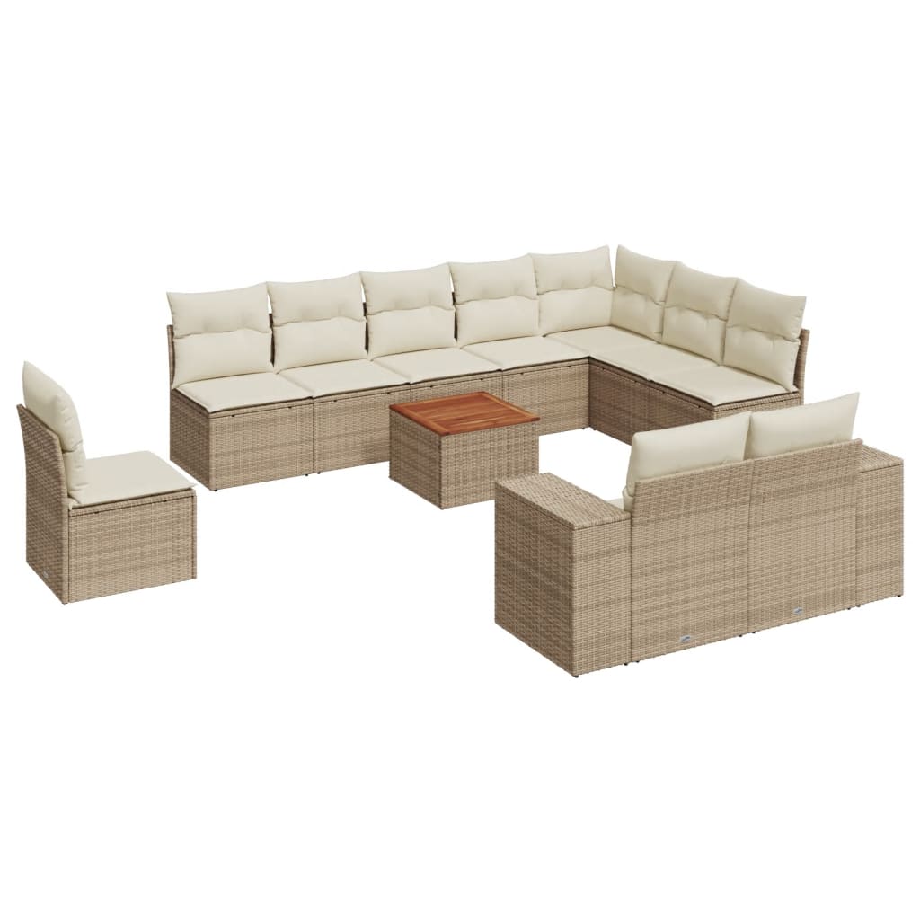 vidaXL 11-delige Loungeset met kussens poly rattan zwart