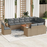 vidaXL 11-delige Loungeset met kussens poly rattan zwart