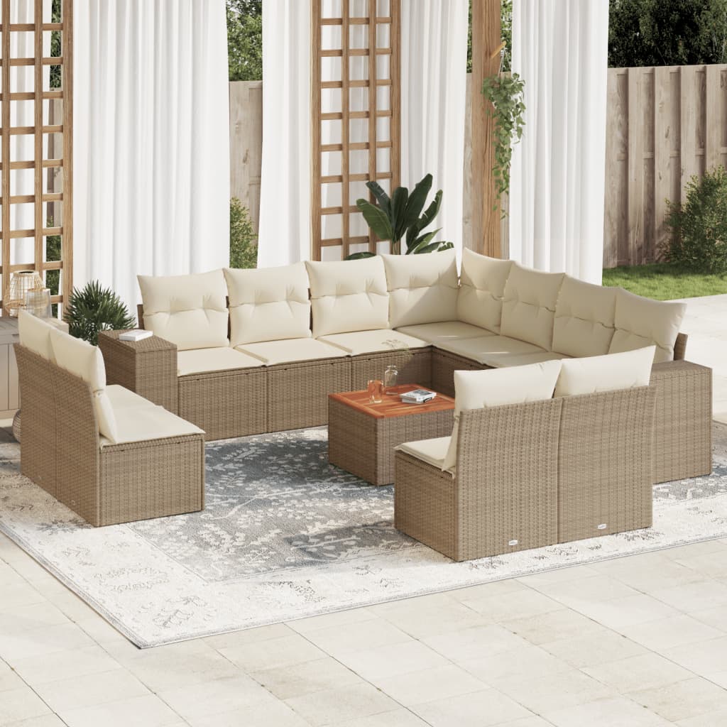 vidaXL 12-delige Loungeset met kussens poly rattan zwart
