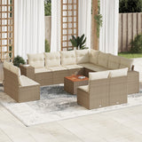 vidaXL 12-delige Loungeset met kussens poly rattan zwart